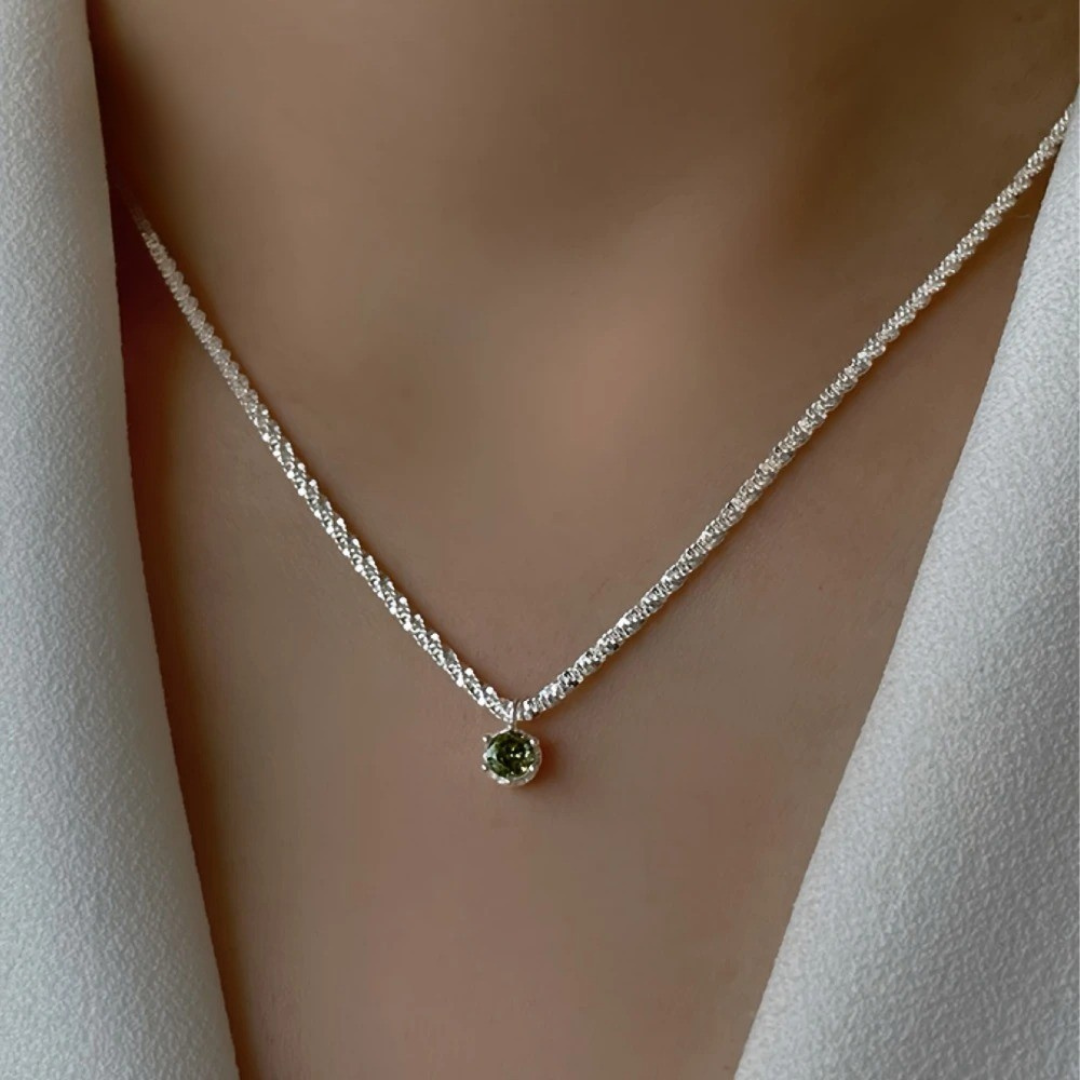 S925 Zilveren Groene Ster Peridot Ketting - Elegant & Luxe