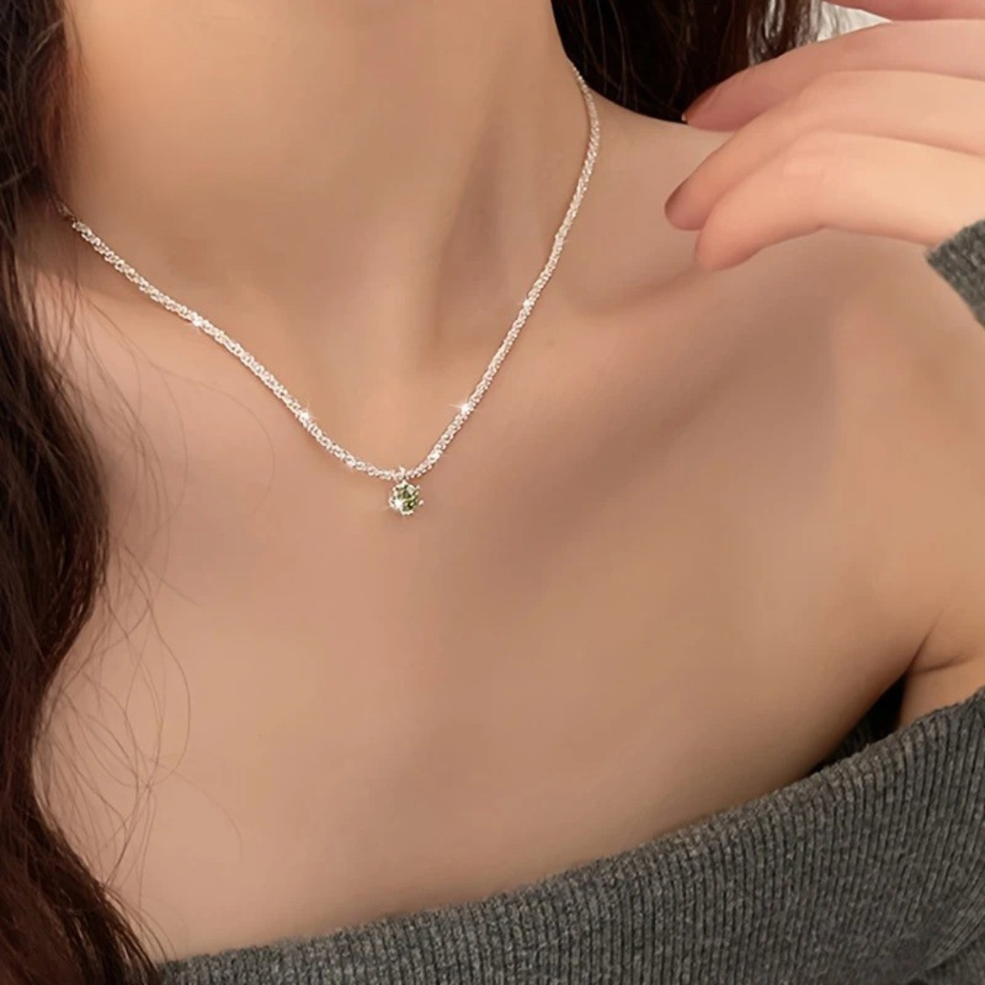 S925 Zilveren Groene Ster Peridot Ketting - Elegant & Luxe