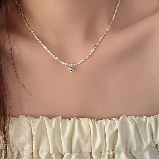 S925 Zilveren Groene Ster Peridot Ketting - Elegant & Luxe